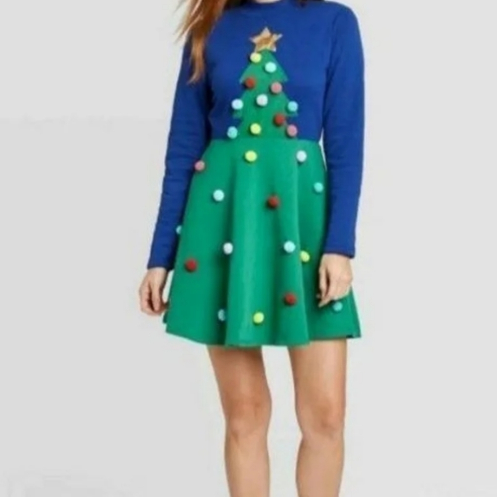 Mighty Fine Christmas Tree Holiday Sweater Dress